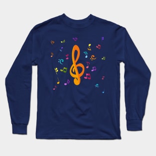 Colorful music notes with treble clef Long Sleeve T-Shirt